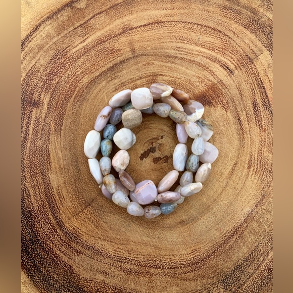 Natural Gray White Multicolored Labradorite, Agate, & Opal Gemstone Bracelets - Picture 6 of 10